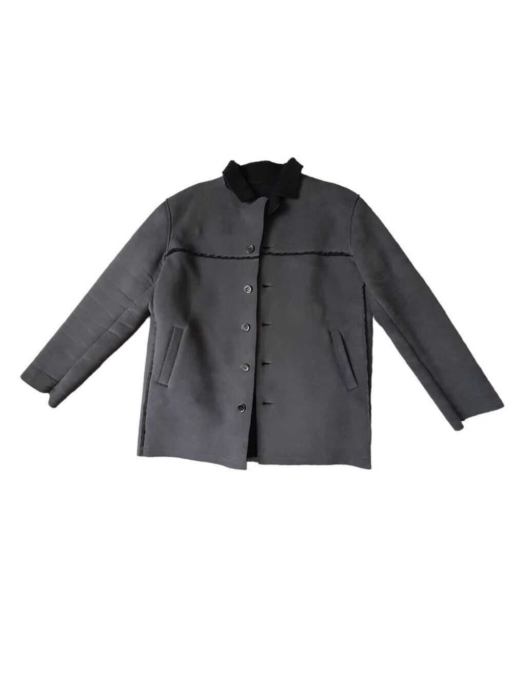 Vintage RUDSAK Faux Suede Shearling Shacket Jacket Charcoal Grey Men's L/Unisex